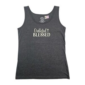 Country Blessings Tank Top Grateful Blessed Med‎ Grey Shirt Fun Spiritual Gift